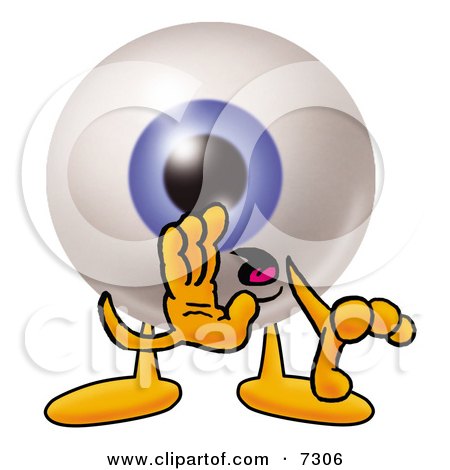 Clipart Picture of an Eyeball Mascot Cartoon Character Whispering and Gossiping by Mascot Junction