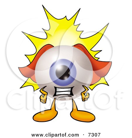 Clipart Picture of an Eyeball Mascot Cartoon Character Dressed as a Super Hero by Mascot Junction