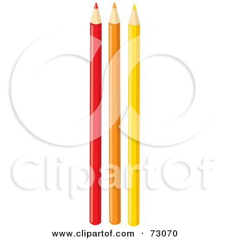 Royalty-Free (RF) Clipart Illustration of Red, Orange And Yellow Colored Pencils by Rosie Piter