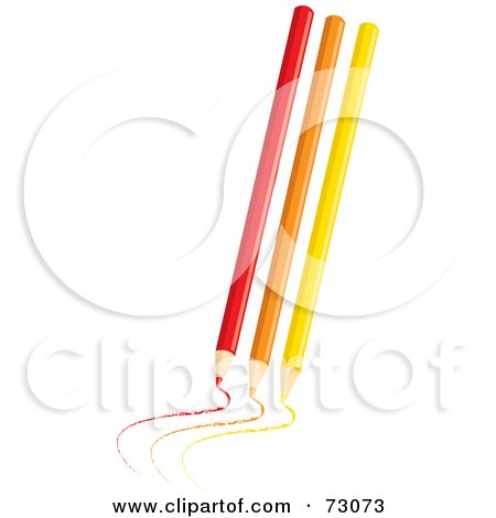 Royalty-Free (RF) Clipart Illustration of Drawing Red, Orange And Yellow Colored Pencils by Rosie Piter