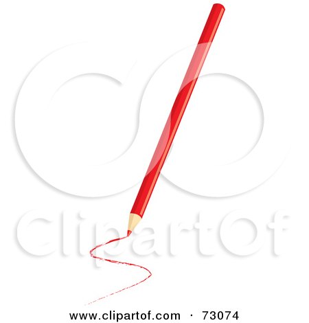 Royalty-Free (RF) Clipart Illustration of a Drawing Red Colored Pencil by Rosie Piter