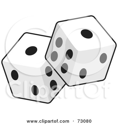Royalty-Free (RF) Clipart Illustration of a Pair Of Standard Black And White Cubic Dice by Rosie Piter