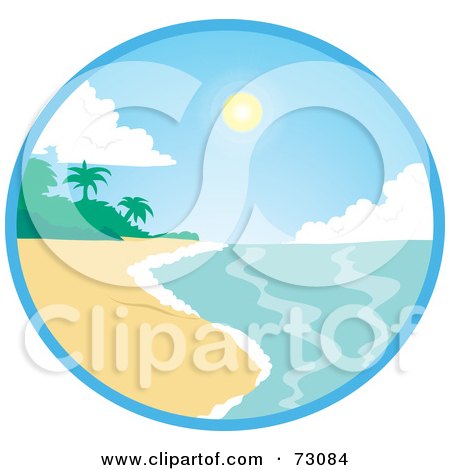 Royalty-Free (RF) Clipart Illustration of a Circular Tropical Beach Sun On A Sunny Day by Rosie Piter