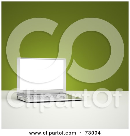 Royalty-Free (RF) Clipart Illustration of a 3d Silver Laptop Computer With A Blank Screen, Over Green - Version 2 by stockillustrations