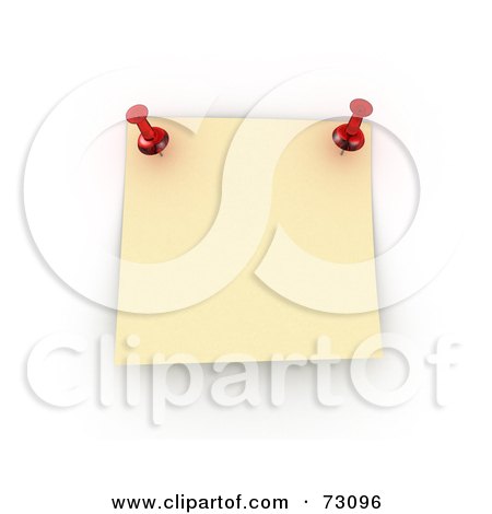 Royalty-Free (RF) Clipart Illustration of a Pinned Yellow Memo Note On A White Board by stockillustrations