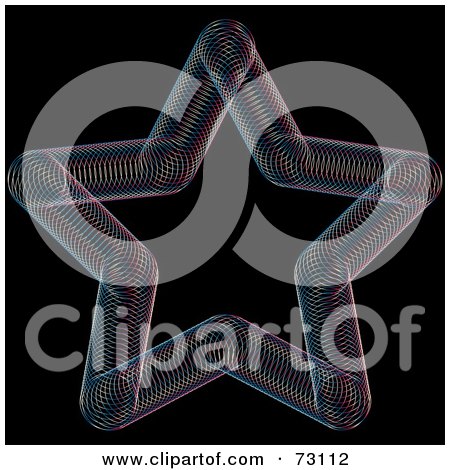 Royalty-Free (RF) Clipart Illustration of a Colorful Spirograph Geometric Star On Black by elaineitalia