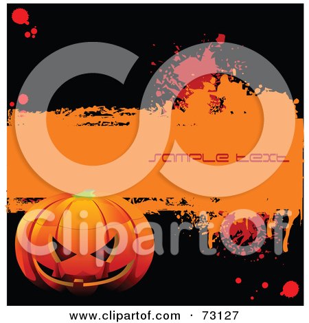 Royalty-Free (RF) Clipart Illustration of a Grungy Black And Orange Halloween Pumpkin Background, With Sample Text For Visual Purposes by Pushkin