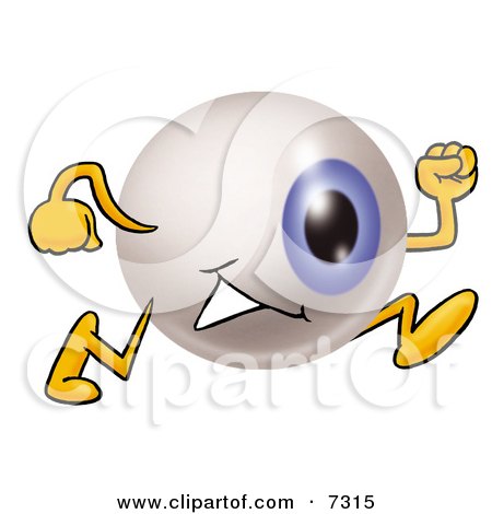 Clipart Picture of an Eyeball Mascot Cartoon Character Running by Mascot Junction
