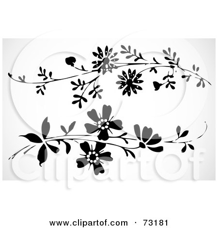 Royalty-Free (RF) Clipart Illustration of a Digital Collage Of Black And White Floral Border Design Elements - Version 8 by BestVector
