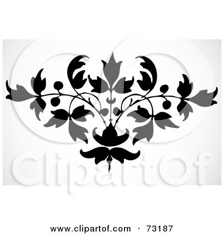 Royalty-Free (RF) Clipart Illustration of a Black Silhouetted Berry Vine Design Element by BestVector