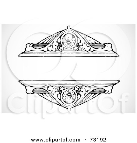 Royalty-Free (RF) Clipart Illustration of a Black And White Blank Wood Text Box by BestVector