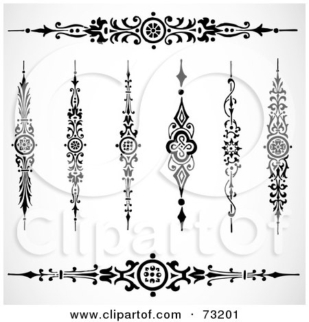 Royalty-Free (RF) Clipart Illustration of a Digital Collage Of Black And White Border Design Elements - Version 1 by BestVector