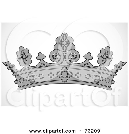 Royalty-Free (RF) Clipart Illustration of a Gray Crown With Swirls And Designs by BestVector