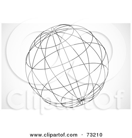 Royalty-Free (RF) Clipart Illustration of a Black And White 3d Wire Sphere by BestVector