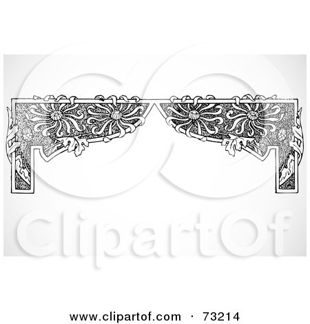 Royalty-Free (RF) Clipart Illustration of a Black And White Floral Border Design Element - Version 2 by BestVector