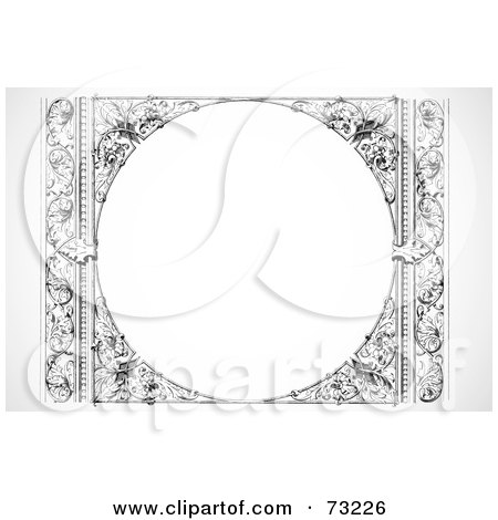 Royalty-Free (RF) Clipart Illustration of a Black And White Circular Border Frame by BestVector