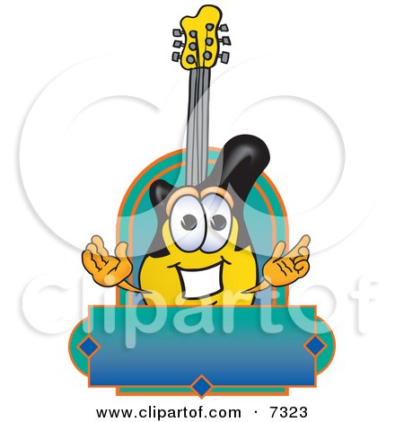 Clipart Picture of a Guitar Mascot Cartoon Character by Mascot Junction