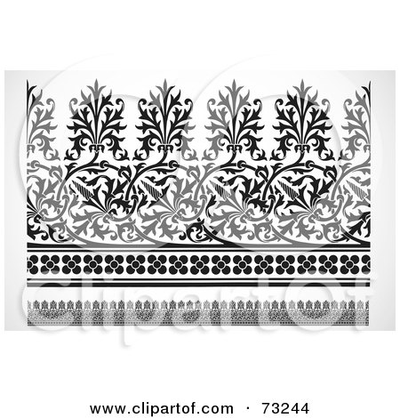 Royalty-Free (RF) Clipart Illustration of a Digital Collage Of Black And White Floral Border Design Elements - Version 1 by BestVector