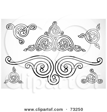 Royalty-Free (RF) Clipart Illustration of a Digital Collage Of Black And White Border Design Elements - Version 3 by BestVector