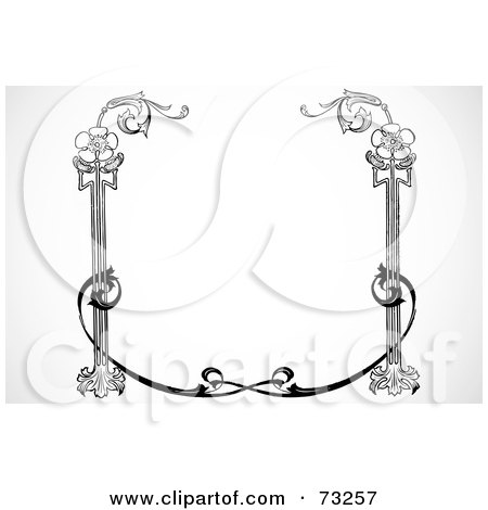 Royalty-Free (RF) Clipart Illustration of a Black And White Floral Border Or Frame - Version 3 by BestVector