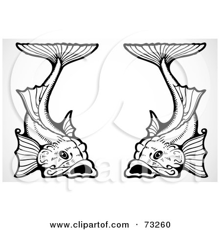 Royalty-Free (RF) Clipart Illustration of Two Black And White Catfishes by BestVector