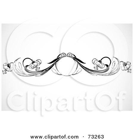 Royalty-Free (RF) Clipart Illustration of a Black And White Floral Border Design Element - Version 9 by BestVector