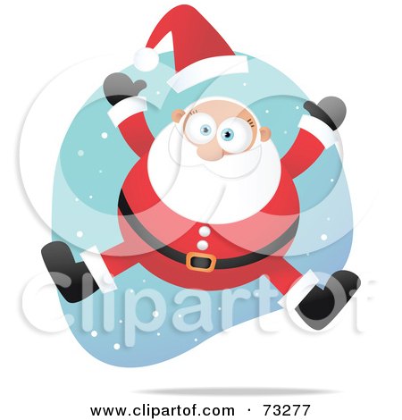 Royalty-Free (RF) Clipart Illustration of an Energetic Leaping Santa With Snow by Qiun