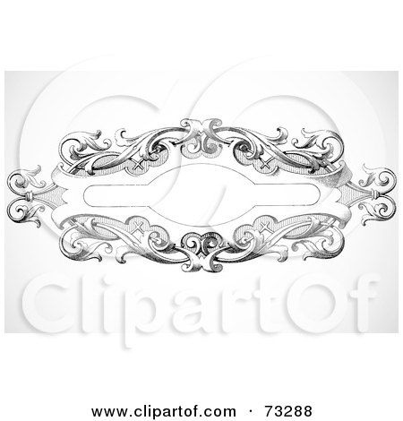 Royalty-Free (RF) Clipart Illustration of a Black And White Blank Text Box Border - Version 17 by BestVector