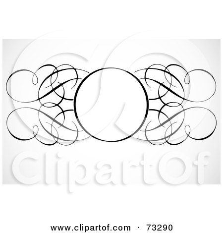 Royalty-Free (RF) Clipart Illustration of a Black And White Blank Swirly Text Box Or Frame - Version 1 by BestVector