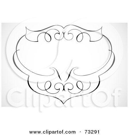 Royalty-Free (RF) Clipart Illustration of a Black And White Blank Swirly Text Box Or Frame - Version 4 by BestVector