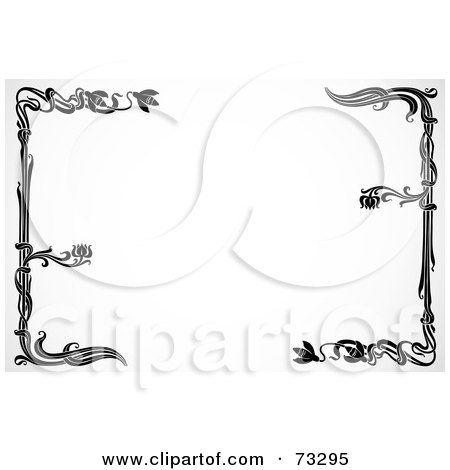 Royalty-Free (RF) Clipart Illustration of a Black And White Floral Border Or Frame - Version 4 by BestVector