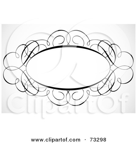 Royalty-Free (RF) Clipart Illustration of a Black And White Blank Swirly Text Box Or Frame - Version 7 by BestVector