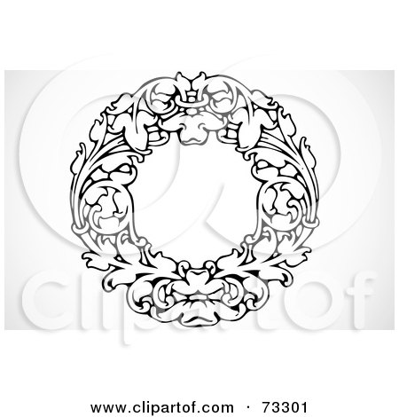 Royalty-Free (RF) Clipart Illustration of a Black And White Blank Text Box Border - Version 10 by BestVector