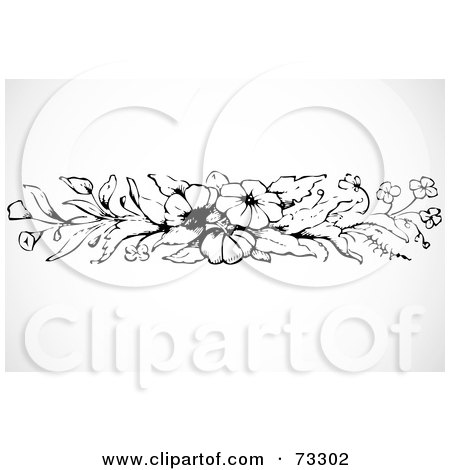 Royalty-Free (RF) Clipart Illustration of a Black And White Floral Border Design Element - Version 11 by BestVector