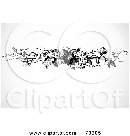 Royalty-Free (RF) Clipart Illustration of a Black And White Floral Border Design Element - Version 5 by BestVector