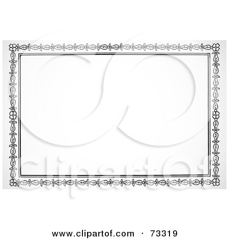 Royalty-Free (RF) Clipart Illustration of a Black And White Floral Border Or Frame - Version 6 by BestVector