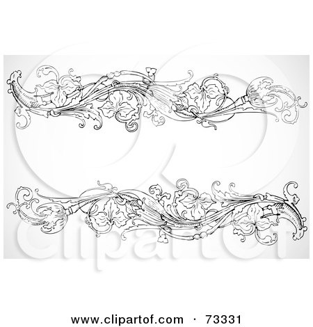 Royalty-Free (RF) Clipart Illustration of a Black And White Blank Text Box Border - Version 12 by BestVector