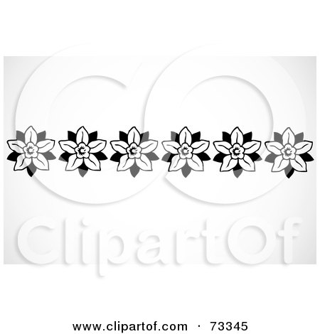 Royalty-Free (RF) Clipart Illustration of a Black And White Daffodil Border Design Element by BestVector