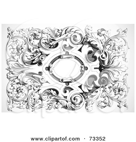 Royalty-Free (RF) Clipart Illustration of a Black And White Intricate Vine Design Element by BestVector