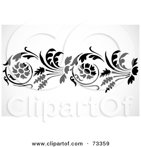 Royalty-Free (RF) Clipart Illustration of a Black And White Floral Border Design Element - Version 6 by BestVector