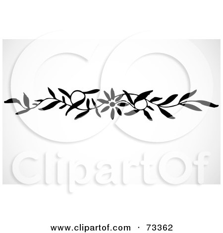 Royalty-Free (RF) Clipart Illustration of a Black And White Floral Border Design Element - Version 7 by BestVector