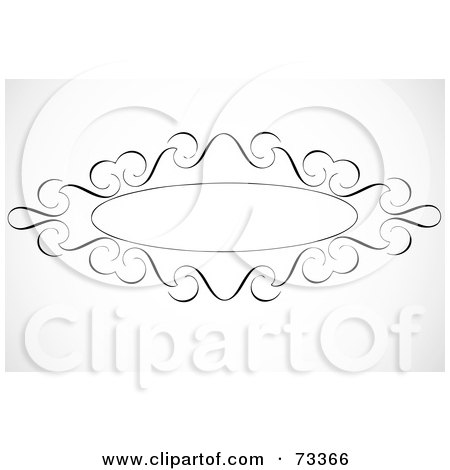 Royalty-Free (RF) Clipart Illustration of a Black And White Blank Swirly Text Box Or Frame - Version 12 by BestVector