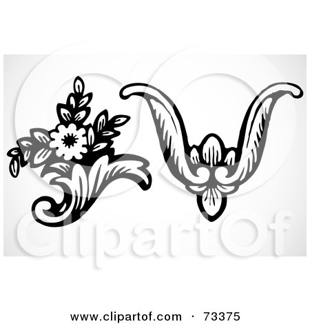 Royalty-Free (RF) Clipart Illustration of a Digital Collage Of Black And White Floral And Leaf Design Accents by BestVector