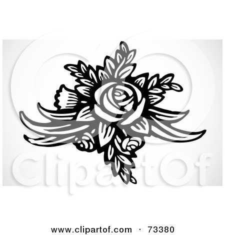 Royalty-Free (RF) Clipart Illustration of a Black And White Rose Accent by BestVector
