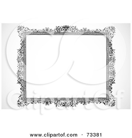 Royalty-Free (RF) Clipart Illustration of a Black And White Floral Border Or Frame - Version 5 by BestVector