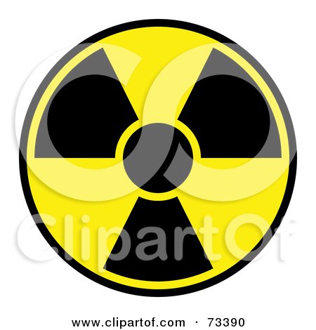 Royalty-Free (RF) Clipart Illustration of a Black And Yellow Radiation Symbol On White by oboy
