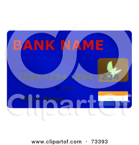 Royalty-Free (RF) Clipart Illustration of a Blue Credit Card With A Name by oboy