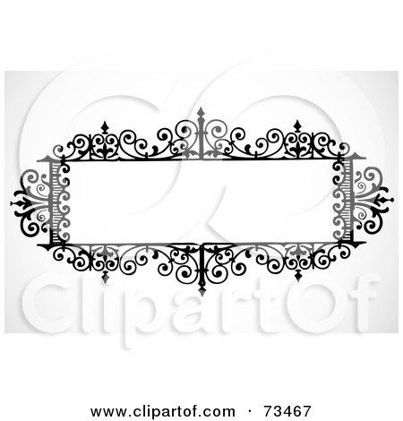 Royalty-Free (RF) Clipart Illustration of a Black And White Blank Wrought Iron Text Box by BestVector