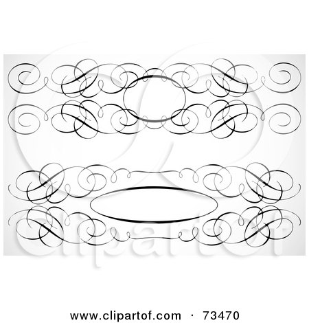 Royalty-Free (RF) Clipart Illustration of a Digital Collage Of Black And White Blank Swirly Text Boxes And Frames - Version 4 by BestVector