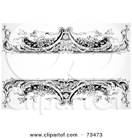 Royalty-Free (RF) Clipart Illustration of a Black And White Blank Text Box Border - Version 21 by BestVector